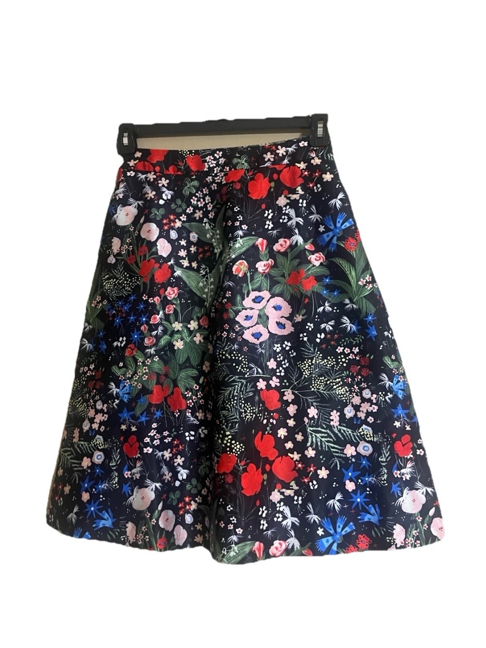 EvryFashion Skirt Sz M Black Floral A-Line Cottagecore Dark Romantic Feminine